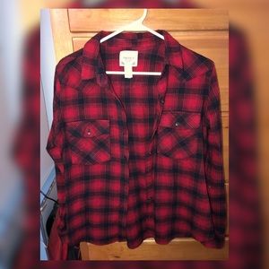 Red & Black Plaid Button Up